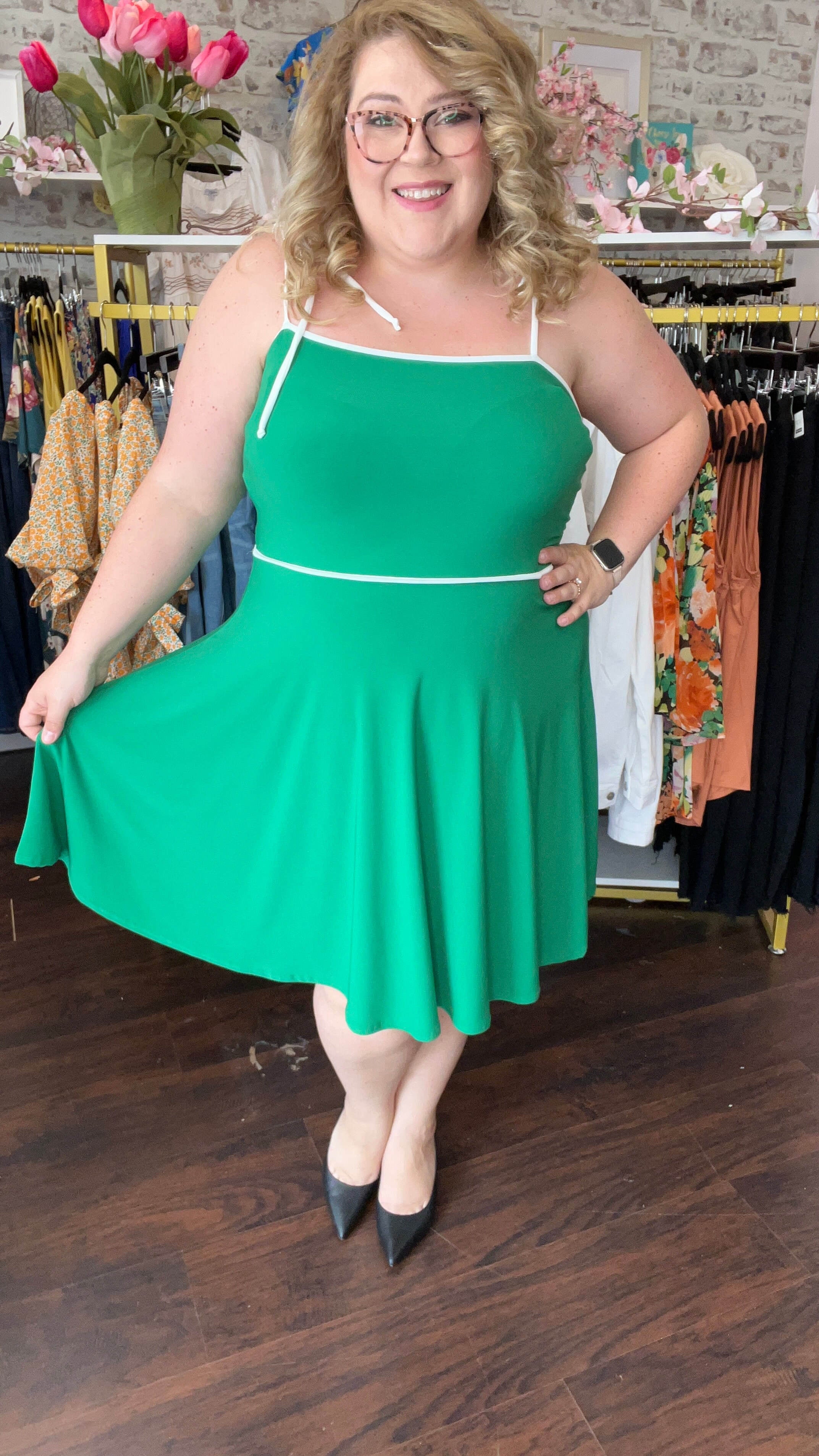 Kelly green plus size dress best sale